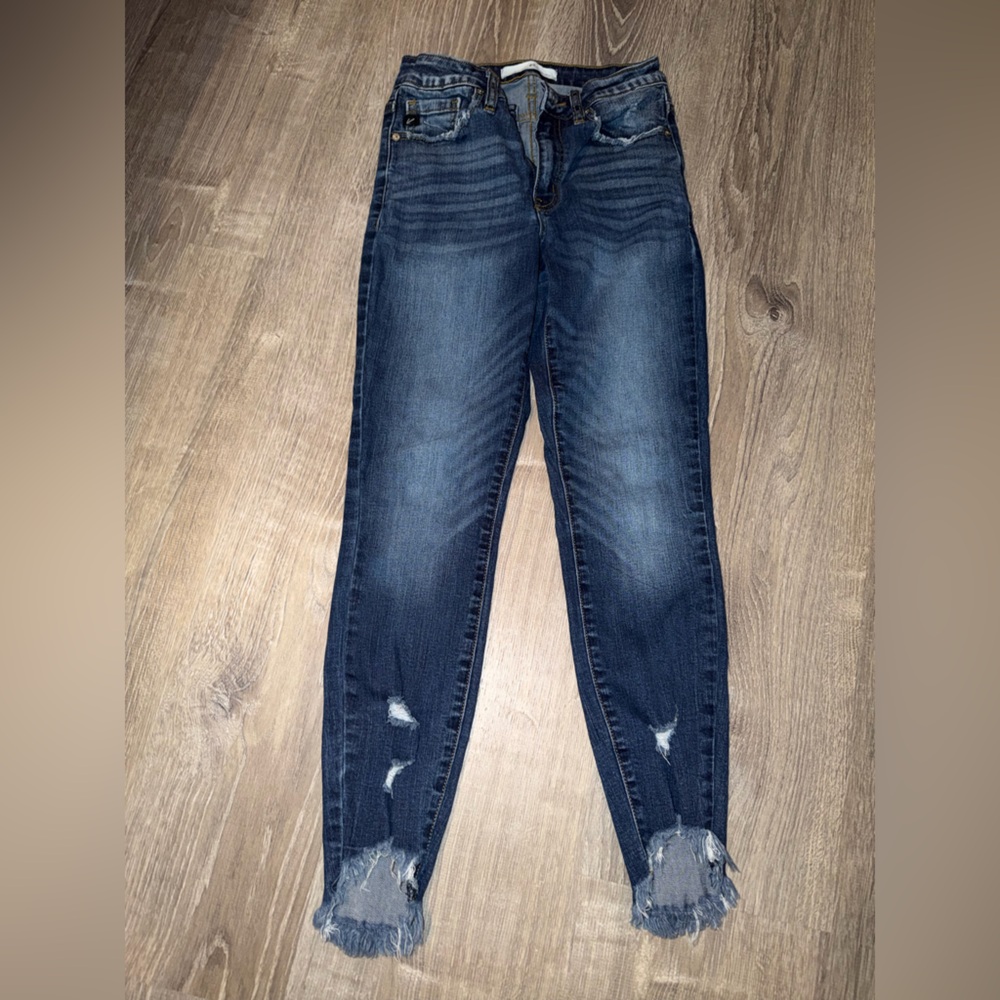 KanCan Dark Blue Distressed Ankle Jeans